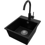 Primagran - evier cuisine en granit 38x44cm, lavabo 1 bac + robinet 32x20cm + kit de vidage, vier  ...