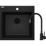 �vier de cuisine en granit 50 x 50 cm couleur noir complet avec mitigeur deante evora zqjnn103 noir mat ...