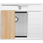 Primagran - evier cuisine en granit 62x53cm, lavabo 1 bac + kit de vidage + accessoires, �vier � encastrer ...