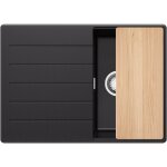 Primagran - evier cuisine en granit 70x50cm, lavabo 1 bac + kit de vidage + planche  dcouper, vier ...