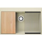 Evier cuisine en granit 78 x 50 cm lavabo 1 bac + siphon classique, vier  encastrer de primagran, beige ...
