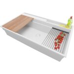 Primagran - evier cuisine en granit 88x53cm, lavabo 1 bac + kit de vidage + accessoires, Évier à encastrer ... Primagran - evier cuisine en granit 88x53cm, lavabo 1 bac + kit de vidage + accessoires, Évier à encastrer ...