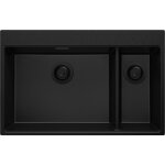 Primagran - evier cuisine en granit 78x50cm, lavabo 2 bacs + kit de vidage + planche  dcouper, vier ...
