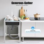 �vier de cuisine sur pied en acier inoxydable - lavabo commercial avec un bac et robinet - pour cuisine, ...