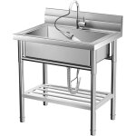 Évier cuisine utilitaire commercial en acier inoxydable, petit Évier autoportant à cuve simple avec robinet, ... Évier cuisine utilitaire commercial en acier inoxydable, petit Évier autoportant à cuve simple avec robinet, ...