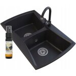Granitan - vier double bac en granit + robinetterie + + Granitan - vier double bac en granit + robinetterie + +