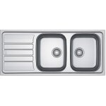 vier  encaster inox lisse fln 621 2 cuves 1 gouttoir 1160 x 500 mm - franke france s. a. s