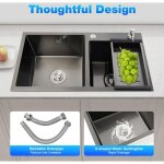 �vier encastr� - double lavabo - 2 bacs - �vier de cuisine - en acier inoxydable - double bac avec �gouttoir ...