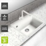 �vier � encastrer 1 cuve 49x40x20cm - quartz blanc - quadra se fr�can