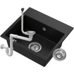 Granitan - evier en granit noir avec siphon chrome milos 85111868 Granitan - evier en granit noir avec siphon chrome milos 85111868