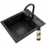 Evier en granit robinet noir siphon noir 85111829 Evier en granit robinet noir siphon noir 85111829