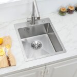 Cecipa - evier inox 1 bac 40x48cm, evier cuisine pour meubles bas de 40 cm, lavabo cuisine avec dernier ...