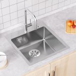 Cecipa - evier inox 1 bac 45x48cm, evier cuisine pour meubles bas de 45 cm, lavabo cuisine avec dernier ...