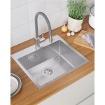 Cecipa - evier inox 1 bac 50x45cm, evier cuisine pour meubles bas de 50 cm, lavabo cuisine avec dernier ...