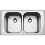 Évier en inox 86x50 cm 2 bacs Évier en inox 86x50 cm 2 bacs