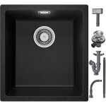 Cecipa max - evier en quartz et rsine 40x44x20cm, evier 1 bac en granit noir gris, evier de cuisine ...