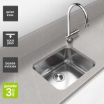 �vier sous - plan 1 cuve 34x40x18cm r60mm - acier inox 18 / 10 - bm top fr�can