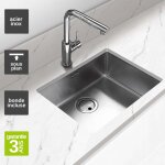 �vier sous - plan 1 cuve 50x40x20cm r25mm - acier inox 18 / 10 - zntop fr�can