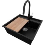Primagran - evier sous plan 56x53cm, evier en granit 1 bac + robinet 40x20cm + kit de vidage + planche ... Primagran - evier sous plan 56x53cm, evier en granit 1 bac + robinet 40x20cm + kit de vidage + planche ...
