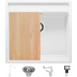 Primagran - evier sous plan 56x53cm, evier en granit 1 bac + robinet 32x20cm + kit de vidage + planche ... Primagran - evier sous plan 56x53cm, evier en granit 1 bac + robinet 32x20cm + kit de vidage + planche ...