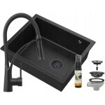 vier en granit sous - plan granitan salix noir avec mitigeur nexo noir et siphon noir + imprgnant graniprote ...