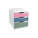 Exacompta - module de classement modulo 3 tiroirs couleur - blanc / assortis clair Exacompta - module de classement modulo 3 tiroirs couleur - blanc / assortis clair