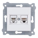 Prise informatique cat. 6 rj45 + tlphonique rj11 blanc exen