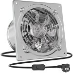 Extracteur d'air 250 mm, ventilateur de salle de bain silencieux 1 680 m / h avec pale de retour, puissant ...