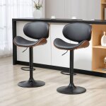 Fairwhale - lot de 2 tabourets de bar réglables noir similicuir 53x52x92 - 112cm - pied acier - pivotant ... Fairwhale - lot de 2 tabourets de bar réglables noir similicuir 53x52x92 - 112cm - pied acier - pivotant ...