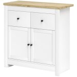 Fairwhale - buffet blanc 79x35x80cm - 2 tiroirs & portes amorties - �tag�re r�glable - meuble salon / ...