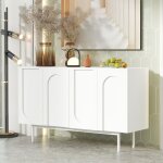 Fairwhale - buffet enfilade moderne blanc pur 4 portes motif arqu - minimaliste pour salle  manger ...