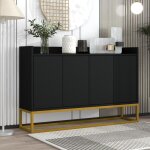 Fairwhale - buffet enfilade moderne minimaliste noir - 4 portes sans poignes - meuble salon / salle ...