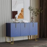Fairwhale - buffet moderne 3 portes bleu marine - �tag�res r�glables, portes en u, poign�es m�tal - meuble ...