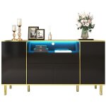 Fairwhale - buffet noire brillante 150cm - commode 1 tiroir - meuble chambre lgant moderne design brillant ...