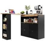 Desserte cuisine noire pivotante 360� avec 4 tiroirs - table bar rangement �tag�res - salon / salle � ...