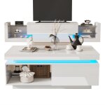 Fairwhale - ensemble de meubles de salon blanc brillant (meuble tv + table basse), design mural moderne, ...