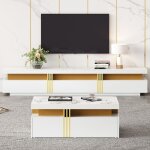 Fairwhale - ensemble de meubles de salon blanc (meuble tv mural + table basse), rangement multifonctionnel, ...