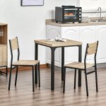 Fairwhale - ensemble table + 2 chaises (3 pices) - grain bois naturel & noir - style moderne - cuisine ...