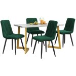 Fairwhale - ensemble table et chaises salle � manger - table rectangulaire 117x68cm velours vert & pieds ...
