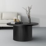 Fairwhale - table basse bois massif ronde, style scandinave, finition naturelle, diamtre 80cm, salon ...