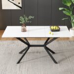 Fairwhale - table extensible blanche 120 / 160x80cm - pieds m�tal noir - rectangulaire 4 / 6 pers