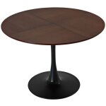 Fairwhale - table � manger ronde moderne 120cm - plateau patchwork ch�ne & pi�tement m�tal - table salle ...