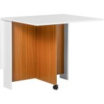 Fairwhale - table pliante mobile blanche - plateau rabattable, roulettes - table d'appoint polyvalente ...