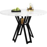Fairwhale - table salle à manger 140cm motif marbre noir&blanc - design minimaliste, jambes fer forgé ... Fairwhale - table salle à manger 140cm motif marbre noir&blanc - design minimaliste, jambes fer forgé ...