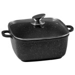 Faitout carr premium 24 x 24 cm fonte d'aluminium avec couvercle en verre - pradel