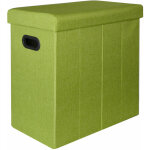 Dunedesign - panier � linge pliable 70l coffre de rangement pliant avec poign�es couvercle pouf imitation ...