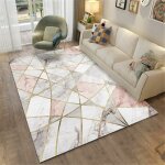 Gabrielle tapis salon gomtrique style moderne gris rose rsistant  l'usure tapis doux decoration chambre ...