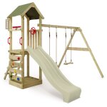 Tour de jeux portique d'escalade kiwikey avec balanoire et toboggan, tour d'escalade avec bac  sable, ...