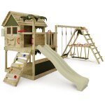 Tour de jeux portique d'escalade tikataka avec toboggan & surfswing, tour d'escalade avec bac  sable, ...