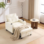 Fauteuil 3 - en - 1 convertible en lit d'appoint, inclinable 3 positions, porte - gobelets & port usb, ...